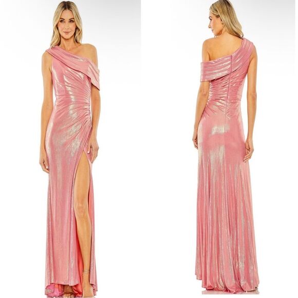 MAC DUGGAL NWT 27152 Elegant Pink Off-Shoulder Evening Shimmering Shine Gown 14 - Picture 1 of 11